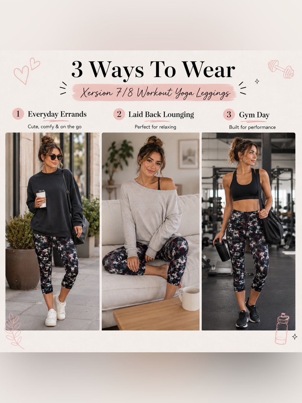 NWT Xersion 7/8 Floral Workout Leggings | Yoga Gym Athleisure - Picture 3 of 9